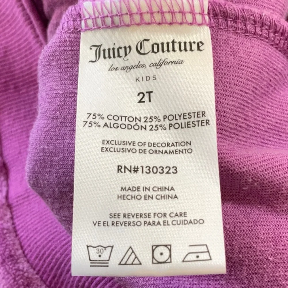 Juicy Couture Velour Y2K Hoodie Track Jacket Girls 2T Purple Gold Kids